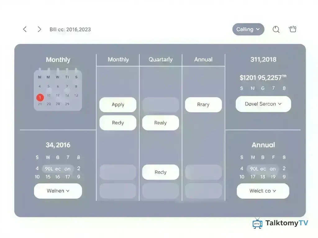 Calendar showing different billing cycles