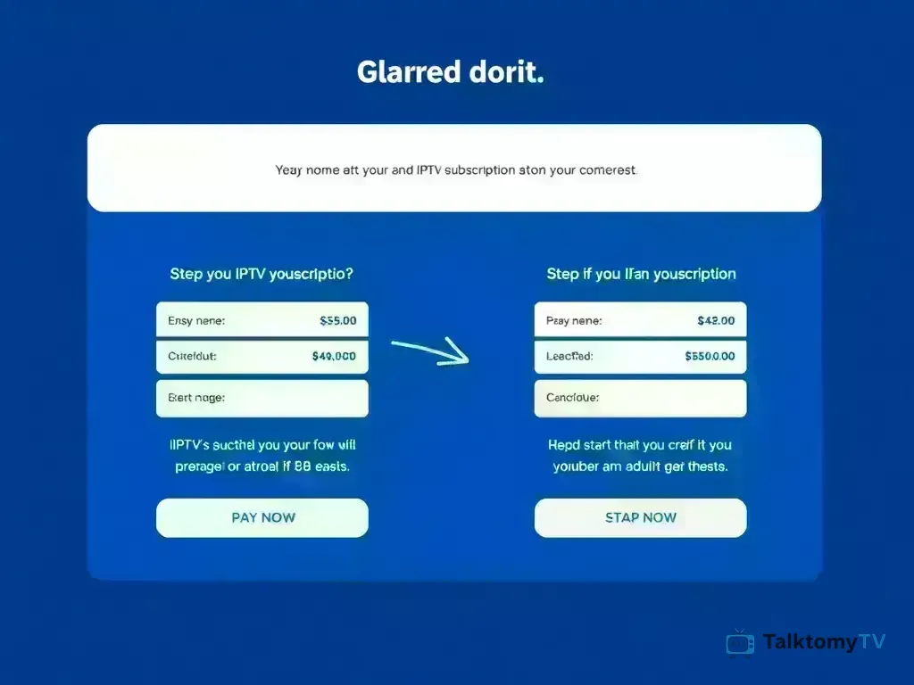 Step-by-step checkout process for TalktomyTV IPTV payment