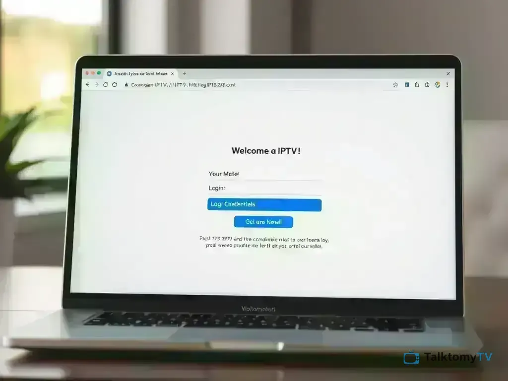 Welcome email showing TalktomyTV IPTV login credentials
